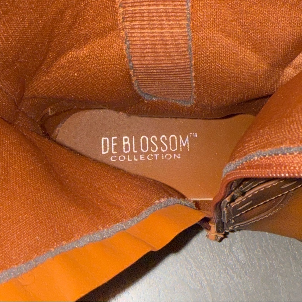 De Blossom Cognac Leather Knee-High Boots Size 9 - Picture 12 of 12